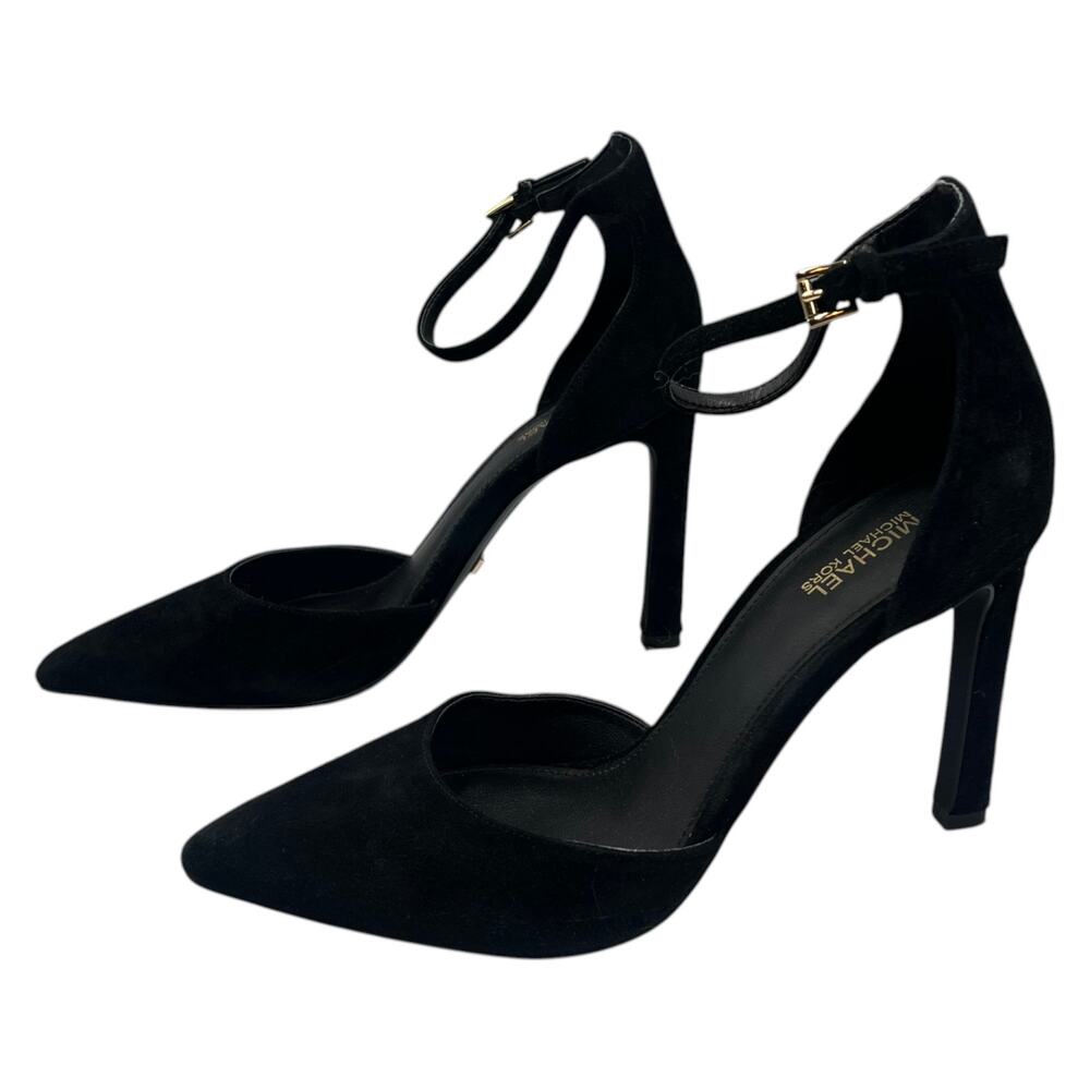Michael Kors MK Pumps D'Orsay Stiletto Heels Lisa Pointed Toe Suede Black 6.5M - Picture 5 of 10